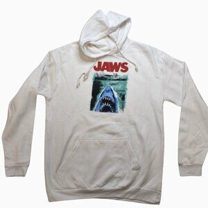 JAWS Movie Poster Graphic Mens Shark Terror Movie White Hoodie New